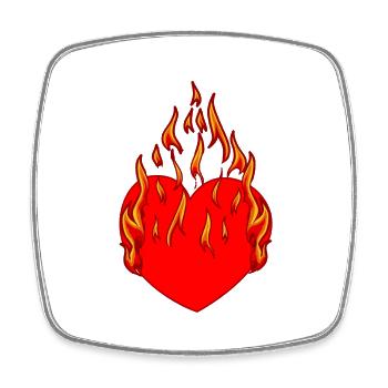 Herz Feuer Flamme Inferno Liebe verliebt Beziehung - Viereckiger Kühlschrankmagnet - Weiß - Vorne
