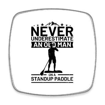 Unterschätze niemals einen Mann mit einem Standup - Viereckiger Kühlschrankmagnet - Weiß - Vorne