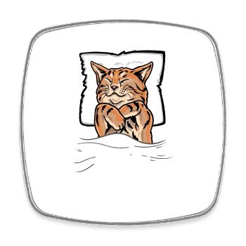 Offizielles Schlafshirt Katze Schlafanzug Katzen - Viereckiger Kühlschrankmagnet - Weiß - Vorne