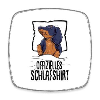 Offizielles Schlafshirt Dackel Hund Schlafanzug - Viereckiger Kühlschrankmagnet - Weiß - Vorne