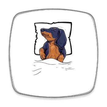 Offizielles Schlafshirt Dackel Hund Schlafanzug - Viereckiger Kühlschrankmagnet - Weiß - Vorne