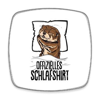 Offizielles Schlafshirt Otter Seeotter Schlafanzug - Viereckiger Kühlschrankmagnet - Weiß - Vorne