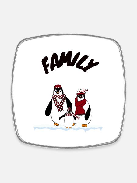 Famille Penguin - Magnet carré - blanc