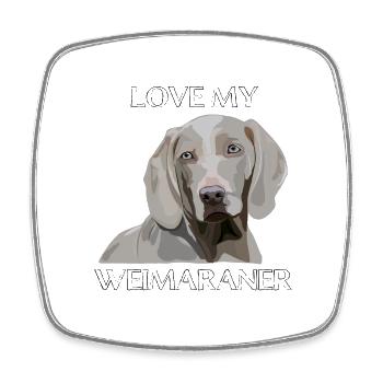 Ich liebe meinen Hund Weimaraner - Viereckiger Kühlschrankmagnet - Weiß - Vorne