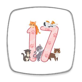 17th Birthday Girl Cats Outfit 17 years old - Square fridge magnet - white - Front