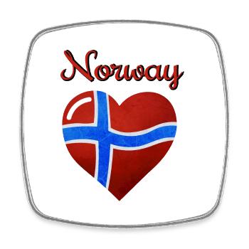 Le drapeau de la Norvège, drapeau des Norges - Magnet carré - blanc - Devant