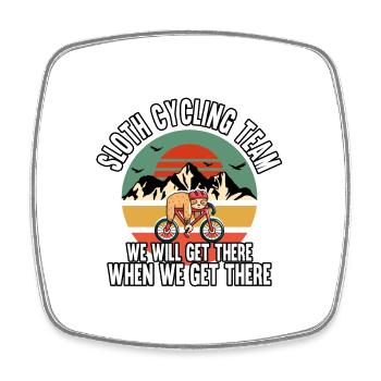 Funny Sloth Cycling Team We Will Get There - Square fridge magnet - white - Front