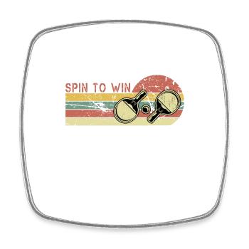 Spin pour gagner. Tennis de table, Ping Pong - Magnet carré - blanc - Devant
