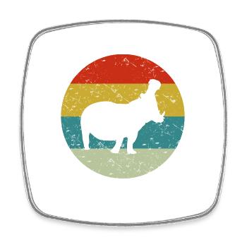 hippopotame vintage rétro - Magnet carré - blanc - Devant