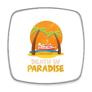Death In Paradise Lustiges Skelett Strand Urlaub - Viereckiger Kühlschrankmagnet - Weiß - Vorne