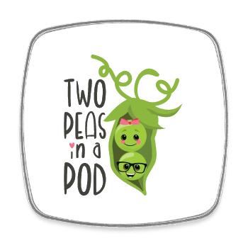 Two Peas in a Pod Valentinstag Verliebt Erbse - Viereckiger Kühlschrankmagnet - Weiß - Vorne