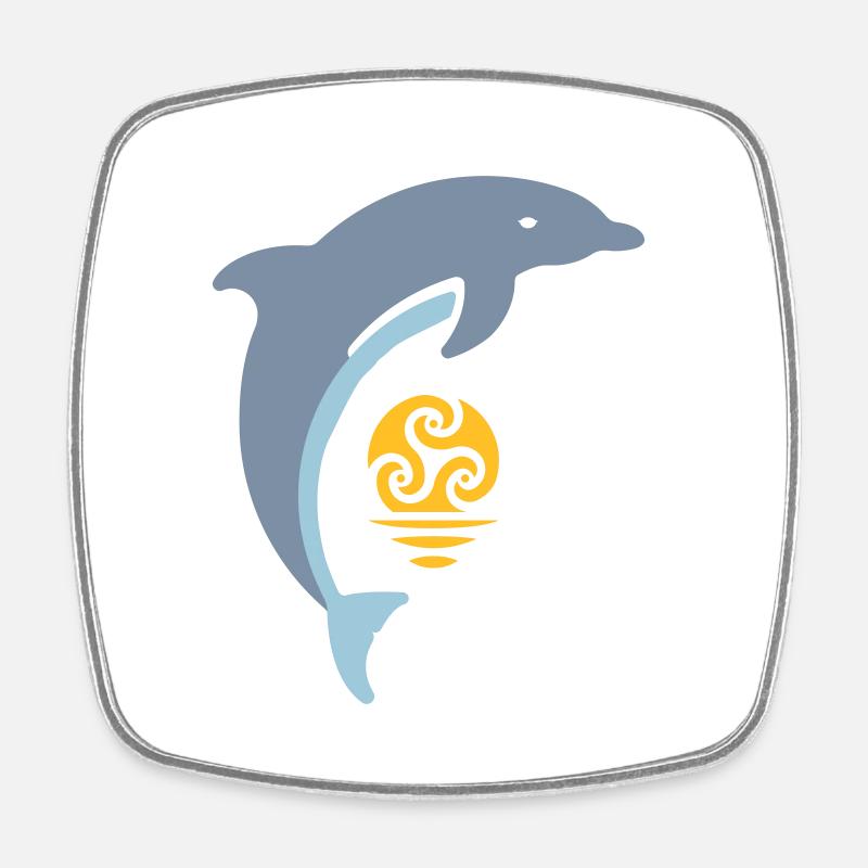 Tribal dolphin - Square fridge magnet - white