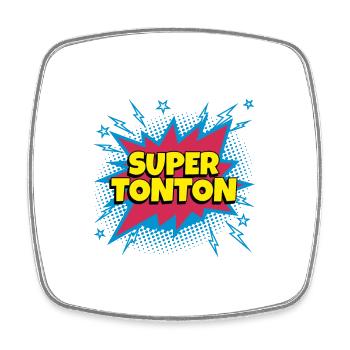 Super Tonton super héro supertonton - Magnet carré - blanc - Devant