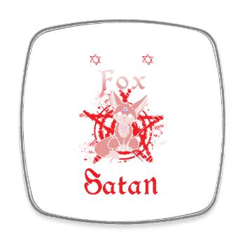 Pet Fox Hail Satan - Viereckiger Kühlschrankmagnet - Weiß - Vorne