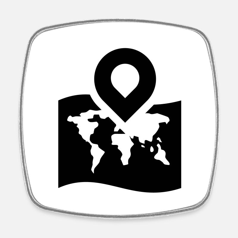 Icône de carte du monde - Magnet carré - blanc