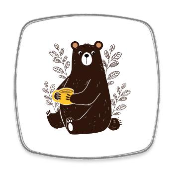Mignon drôle d’ours avec thé Tasse de café Cartoon - Magnet carré - blanc - Devant