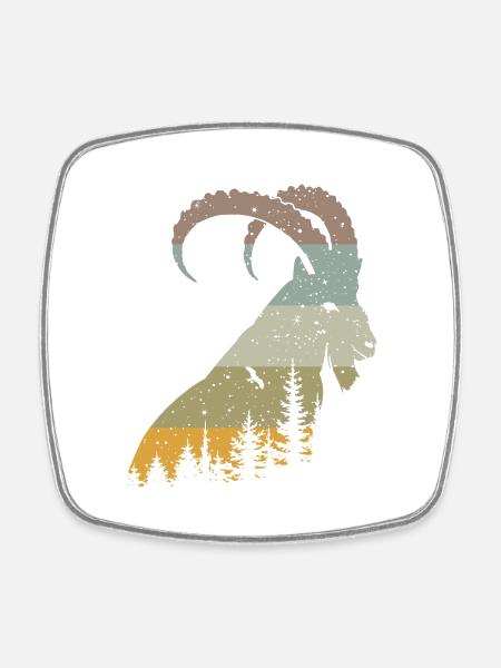 Steinbock - Viereckiger Kühlschrankmagnet - Weiß