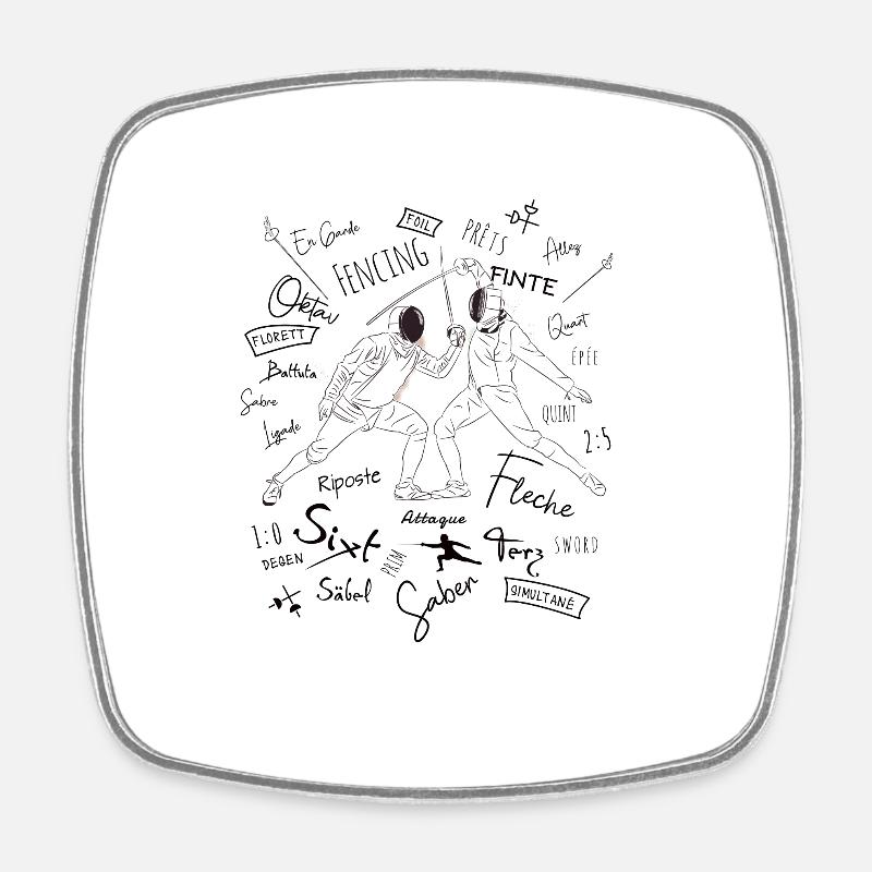Fechten Begriffe Training Geschenk - Viereckiger Kühlschrankmagnet - Weiß
