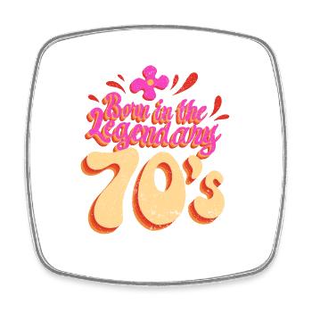 Né dans les années 70 70 Retro Hippie coloré - Magnet carré - blanc - Devant