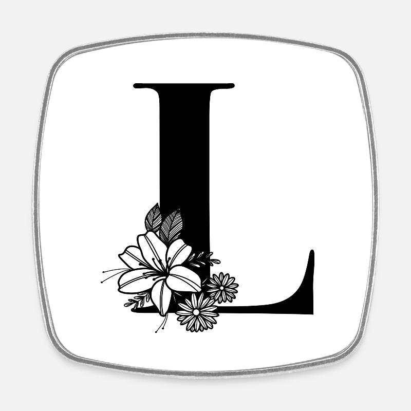 Lettre L - Magnet carré - blanc