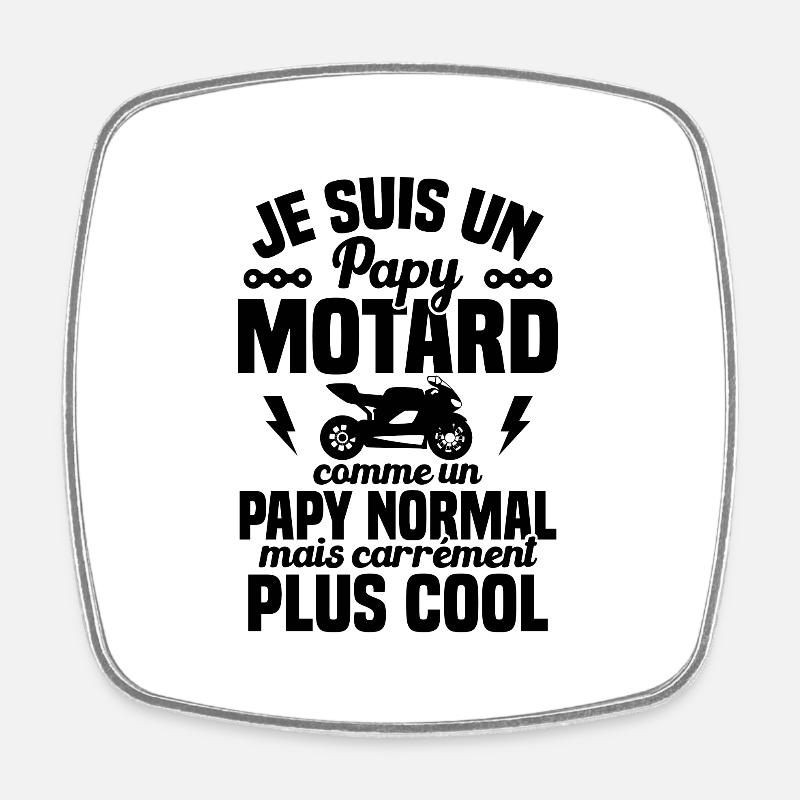 Un papy motard comme un papy Plus cool - Magnet carré - blanc