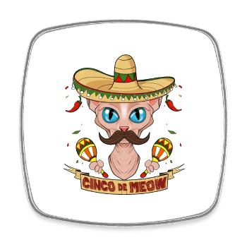 Cinco de Mayo Sphynx Cat Cinco de Meow I Sombrero - Magnet carré - blanc - Devant