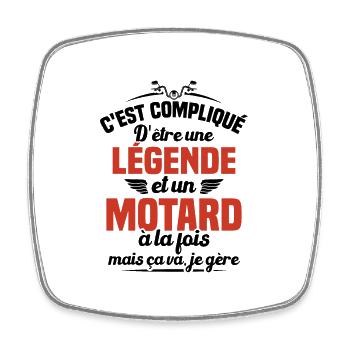 Legende et Motard, Cadeau Motard - Magnet carré - blanc - Devant
