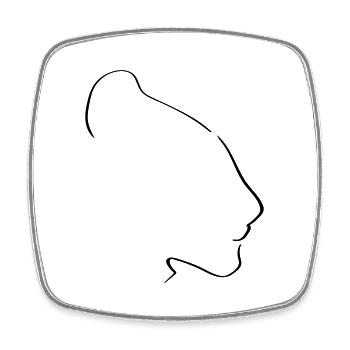 Lioness Line Art - Minimaliste - Magnet carré - blanc - Devant