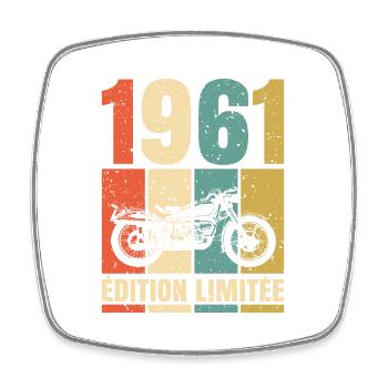 1961 Anniversaire Motard Vintage Cadeau Moto - Magnet carré - blanc - Devant