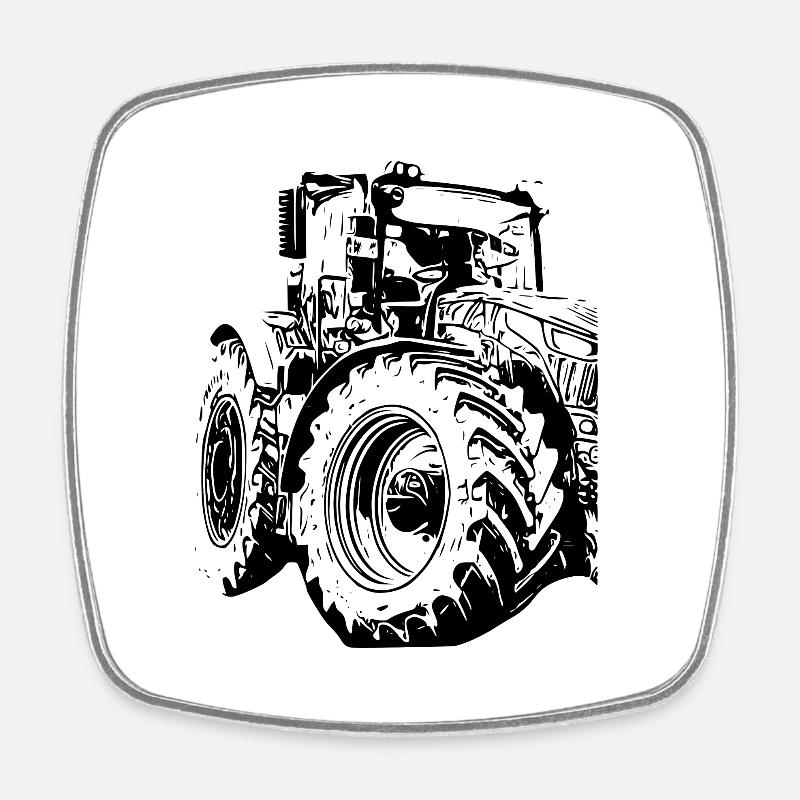 Tractor - Square fridge magnet - white