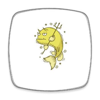 Cow fish with trident sea or aquarium - Square fridge magnet - white - Front