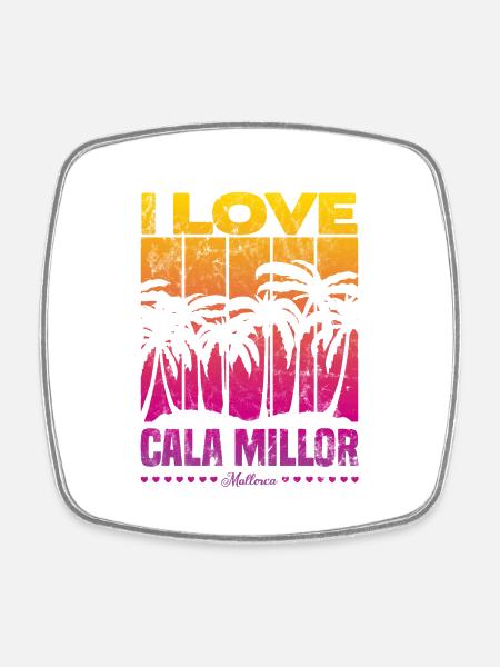 I Love Cala Millor - Viereckiger Kühlschrankmagnet - Weiß