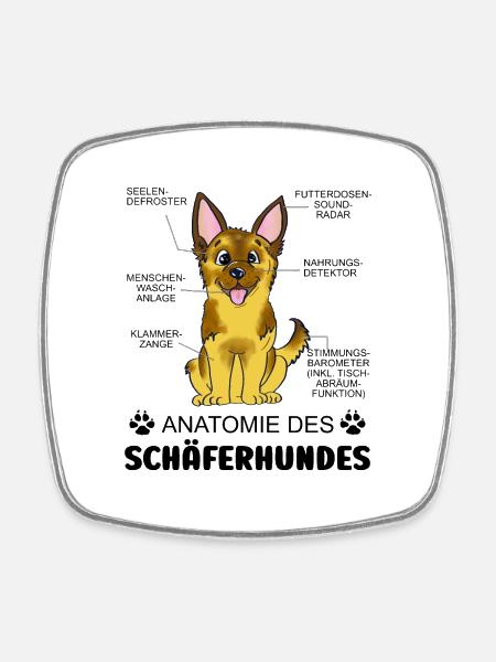 Anatomie des Schäferhundes - Viereckiger Kühlschrankmagnet - Weiß