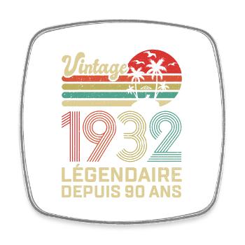 90 Ans Anniversaire Vintage Né(e) en 1932 - Magnet carré - blanc - Devant