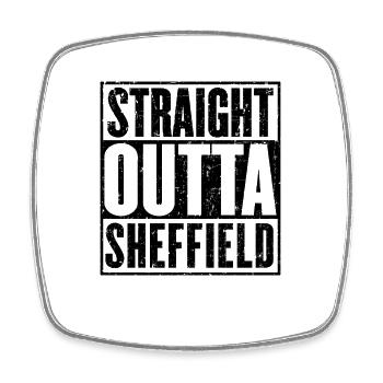Straight Outta Sheffield - Square fridge magnet - white - Front