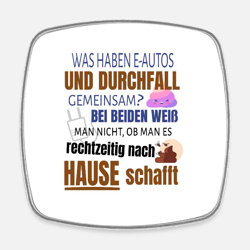 Lustiger Spruch E-Auto Elektroauto - Viereckiger Kühlschrankmagnet - Weiß