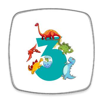 Dinosaure 3 ans 3ème fête d’anniversaire - Magnet carré - blanc - Devant