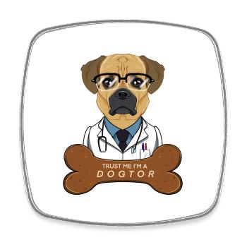 Vétérinaire Puggle Trust Me Im A Dogtor - Magnet carré - blanc - Devant