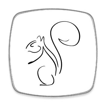 Squirrel Line Art - Minimalist - Square fridge magnet - white - Front