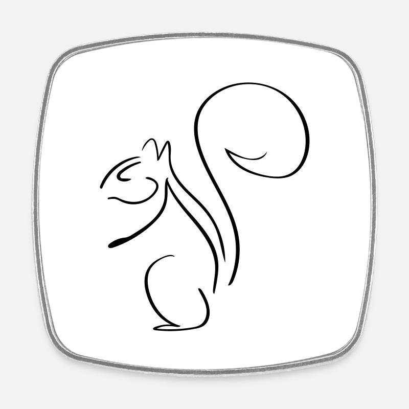 Eichhörnchen Line Art - Minimalistisch - Viereckiger Kühlschrankmagnet - Weiß