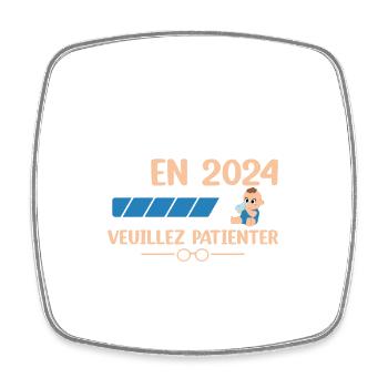 Papy En 2024 Veuillez Patienter - Magnet carré - blanc - Devant