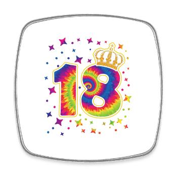 Tie-dye 18th birthday party 18 years old - Square fridge magnet - white - Front
