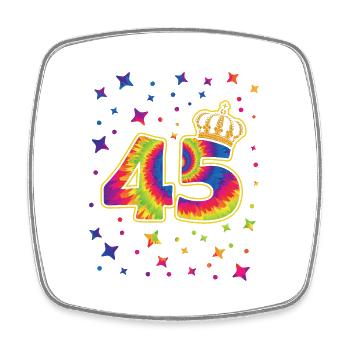 Tie-dye 45th birthday party 45 years old - Square fridge magnet - white - Front