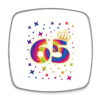 Tie-dye 65th birthday party 65 years old - Square fridge magnet - white - Front