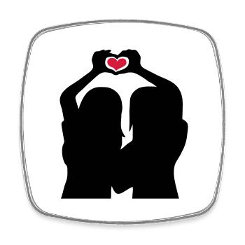 Handherz Silhouette Girlfriends - Square fridge magnet - white - Front