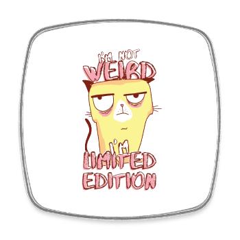 Annoyed Cartoon Cat - Limited Edition - Saying - Square fridge magnet - white - Front