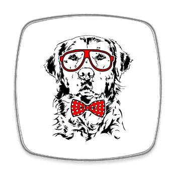 GOLDEN RETRIEVER Glasses Dogs Smart Dog - Square fridge magnet - white - Front