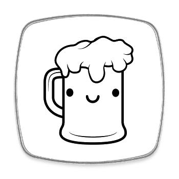 Bière douce Face Maßkrug - Magnet carré - blanc - Devant