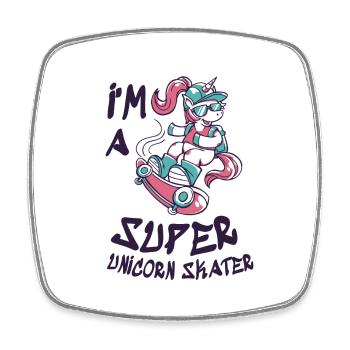I'm a super unicorn skater - Magnet carré - blanc - Devant