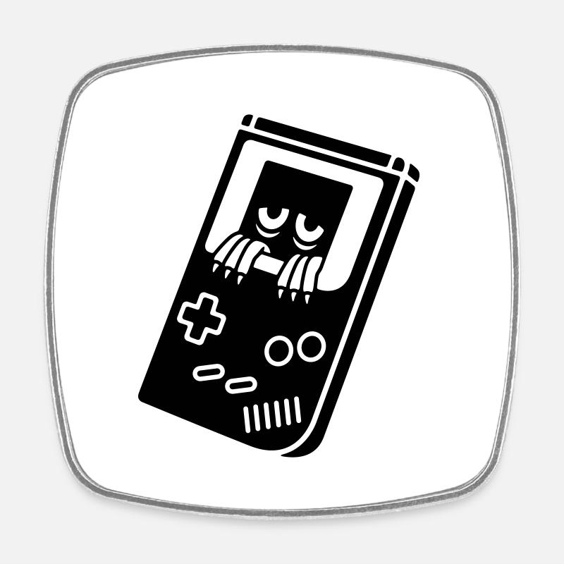 Game Boy with creature - Square fridge magnet - white